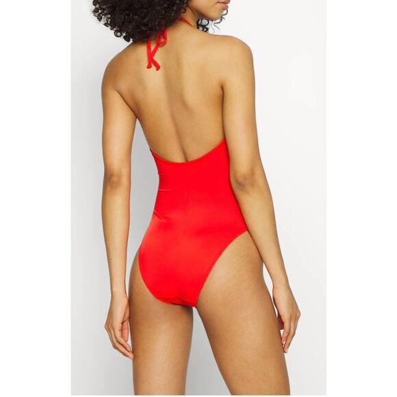 Good American XS Leilani One Piece Bathing Suit Plunge Open Back Strap Red NWT - Picture 2 of 7